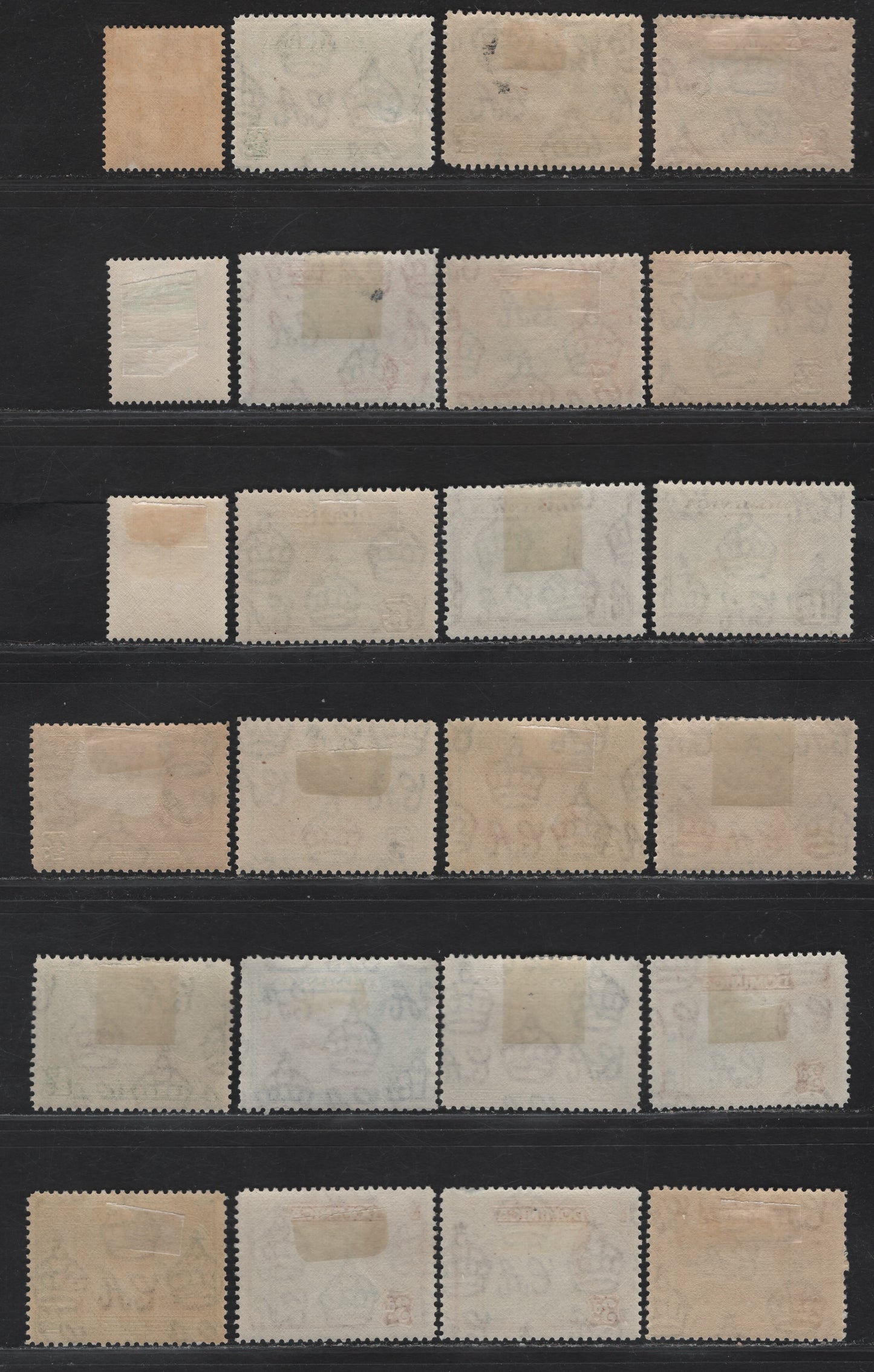 Lot 100 (C) Dominica SG#109-a, 99-103a, 104 1/4d - 3d Chocolate - Olive Green & Brown Fresh Water Lake - King George VI, 1938-1947 KGVI Issue, 24 F/VFOG Singles, Watlerlow Pictorial Issue, Various 1938, Wartime & Postwar Printings