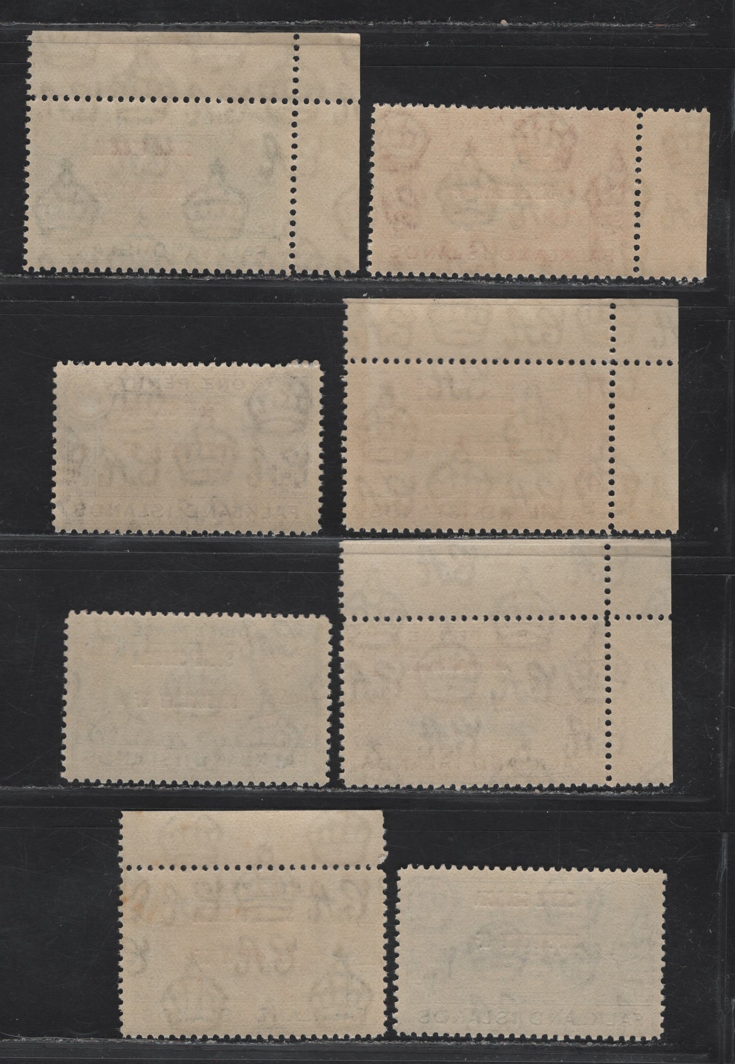 Lot 116 Falkland Islands Dependencies SG#B1-B8 1/2d - 1/- Black & Green - Deep Blue Whaltes Jawbone - Mount Sugar Top, 1944-1945 KGVI Pictorial Overprints, 8 FNH Singles, South Georgia, Similar To Lot 115 But Fine Centering