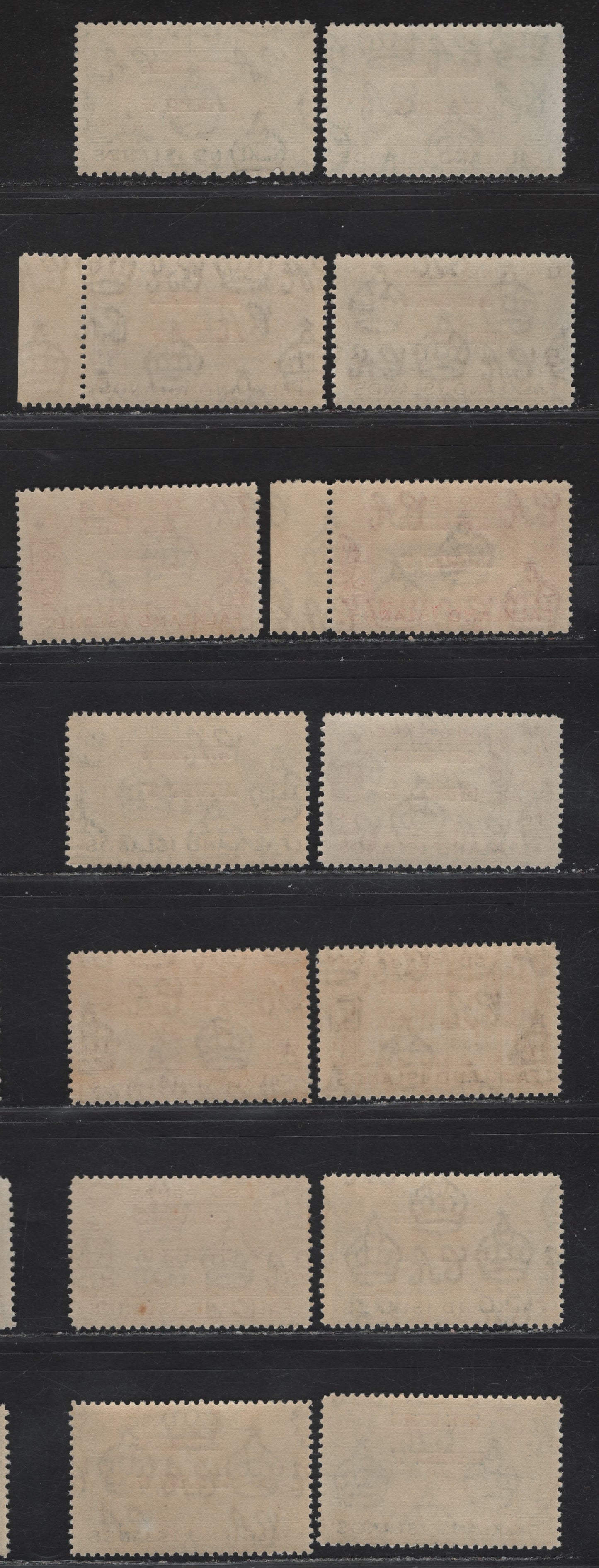 Lot 117 Falkland Islands Dependencies SG#C1-C8 1/2d - 1/- Black & Green - Deep Blue Whaltes Jawbone - Mount Sugar Top, 1944-1945 KGVI Pictorial Overprints, 14 F/VFNH Singles, South Orkneys, Showing Shade Differences Due To Uses On 1944 & 1945 Printings