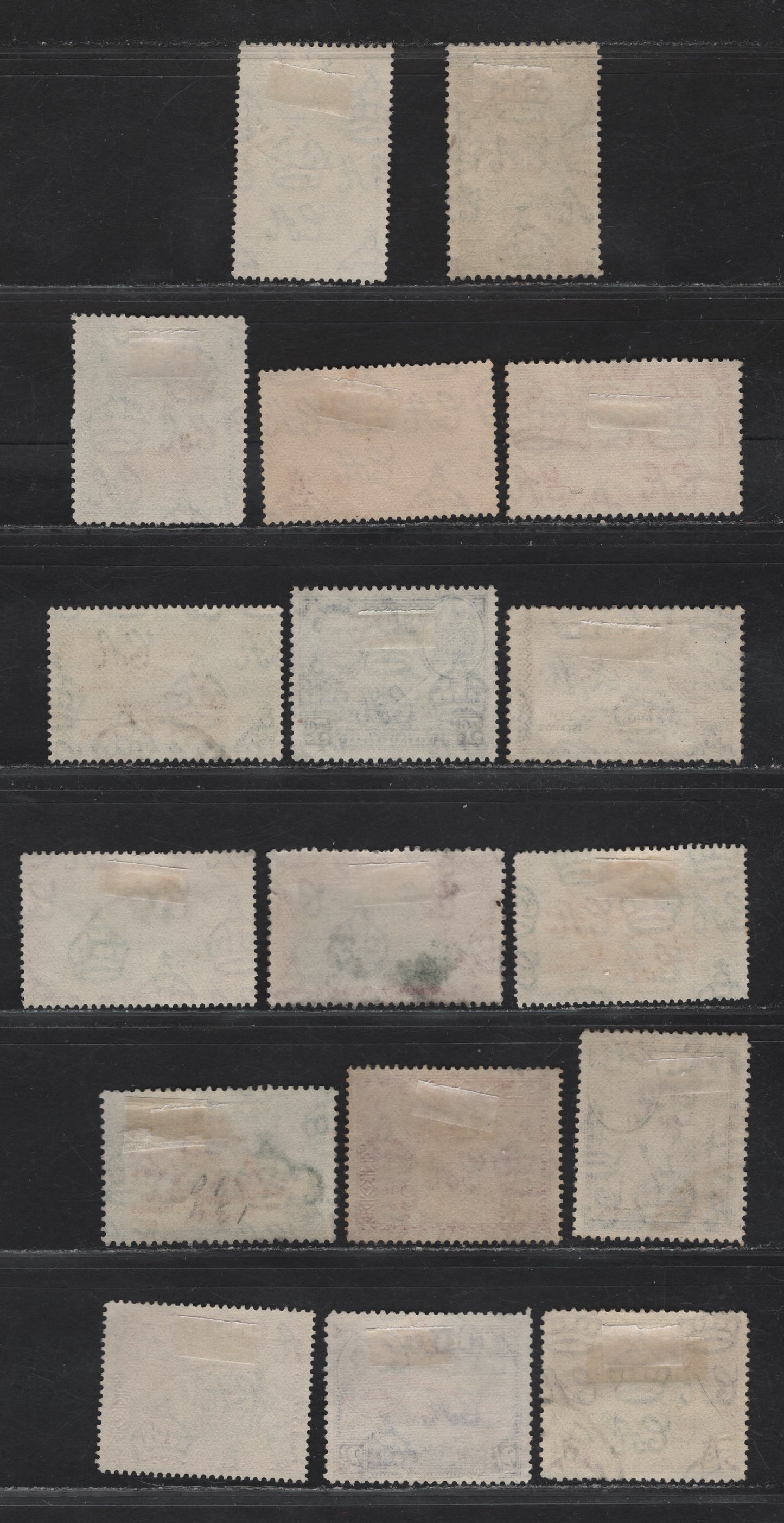 Lot 125 (C) Fiji SG#249,b, 252,c, 253, 255-a, 256,c, 257, 261b,d, 262-264, 266 1/2d - 5/- Green - Green & Purple Native Sailing Canoe - Chief's Hut, 1938-1955 KGVI Definitive Issue, 17 Fine/Very Fine Used Singles, Various Perfs