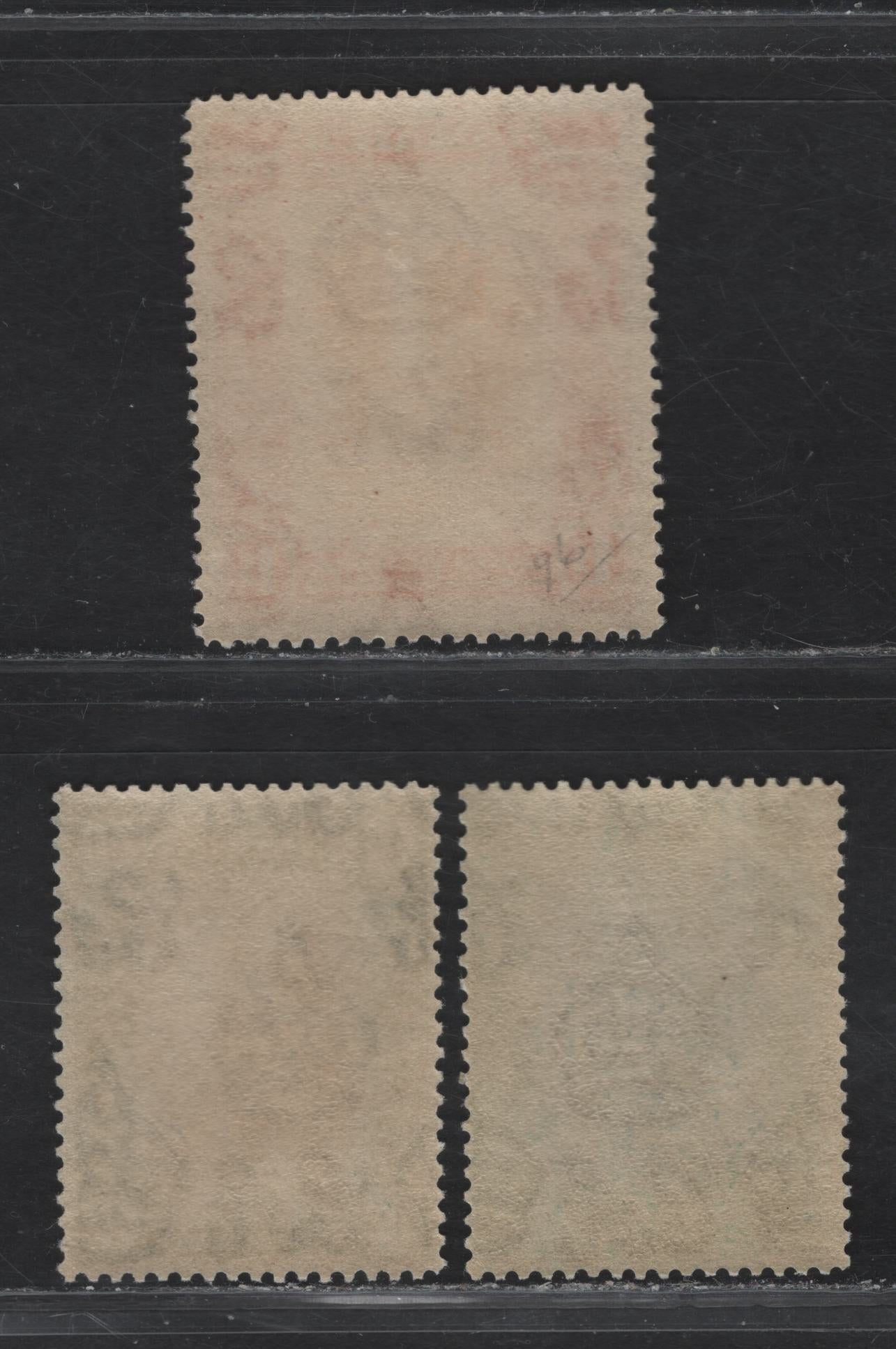 Lot 154 (C) Jamaica SG#97, 100, 102 2d - 1/- Indigo & Green - Orange & Red Orange Kings House - Statue of Queen Victoria, 1921-1929 KGV Pictorial Issue, 3 F/VFNH Singles, Script CA Wmk