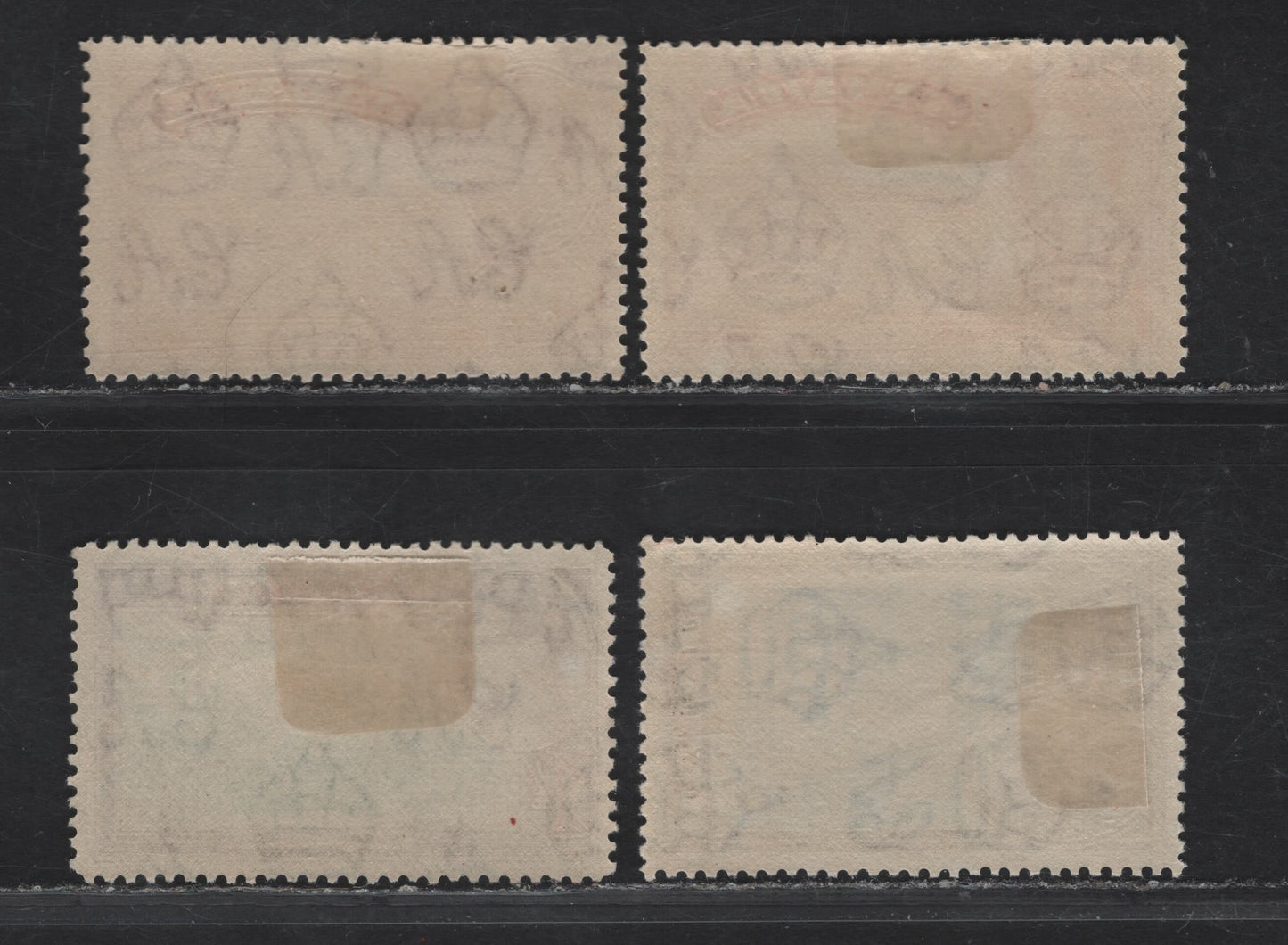 Lot 158 (C) Jamaica SG#129-131 9d - 2/- Lake - Blue & Chocolate Kingston Harbor - Bamboo Walk, 1938-1952 KGVI Pictorial Issue, 4 VFOG Singles, Wartime Printings, Two Shades of Each Value