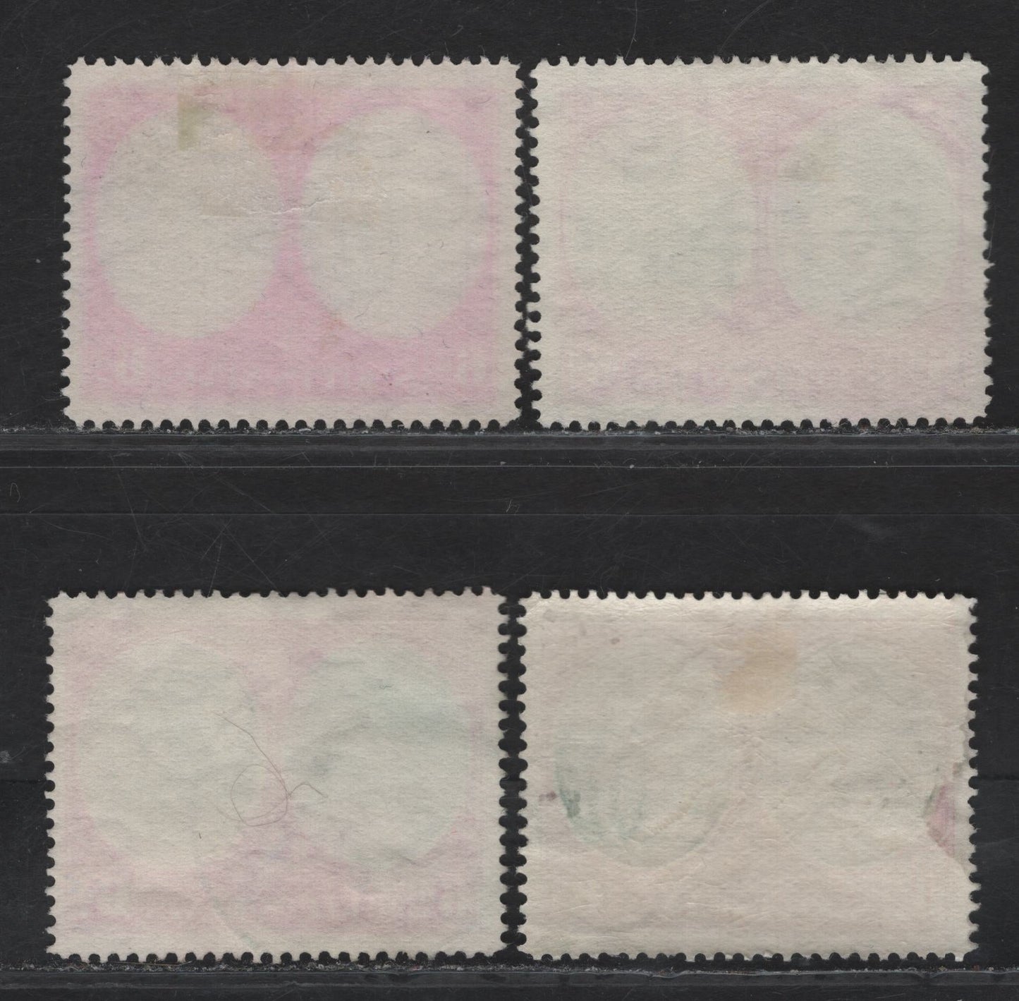 Lot 200 (C) St Kitts & Nevis SG#74c 6d Green & Purple King George VI & Christopher Columbus, 1938-1950 KGVI Keyplates Issue, 4 Very Fine Used Singles, 4 Different Shades, Perf 14, Ordinary Paper.