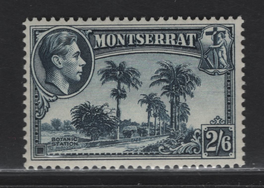 Lot 203 (C) Montserrat SG#109 2/6 Slate Blue Botanic Station, 1938-1948 KGVI Pictorial Issue, A VFNH Single, 1938 Printing, Perf 13