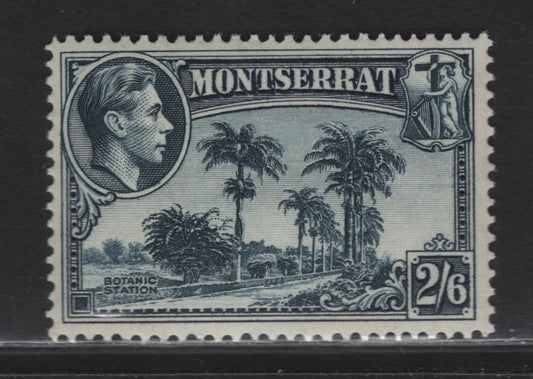 Lot 203 (C) Montserrat SG#109 2/6 Slate Blue Botanic Station, 1938-1948 KGVI Pictorial Issue, A VFNH Single, 1938 Printing, Perf 13