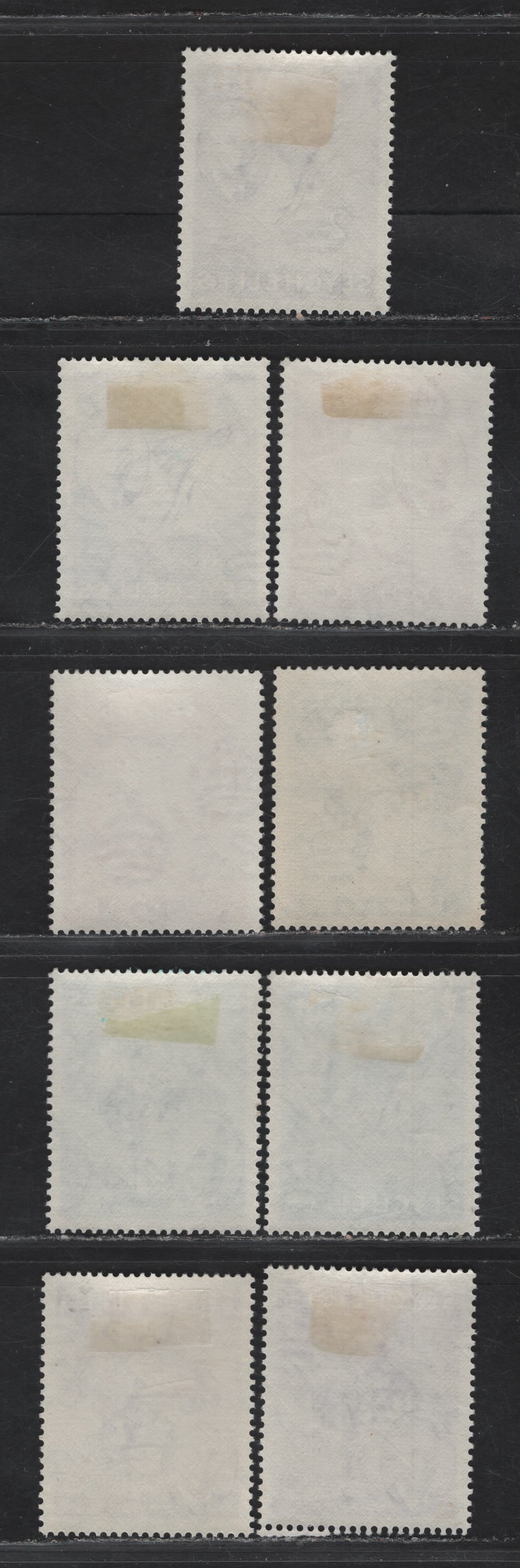 Lot 212 Seychelles SG#158-160, 165, 167 2c - 50c Lilac- Reddish Violet Sailfish - Map Of Indian Ocean, 1952 KGVI Photogravure Issue, 9 VFOG Singles, Different Printings Showing Slightly Different Shades