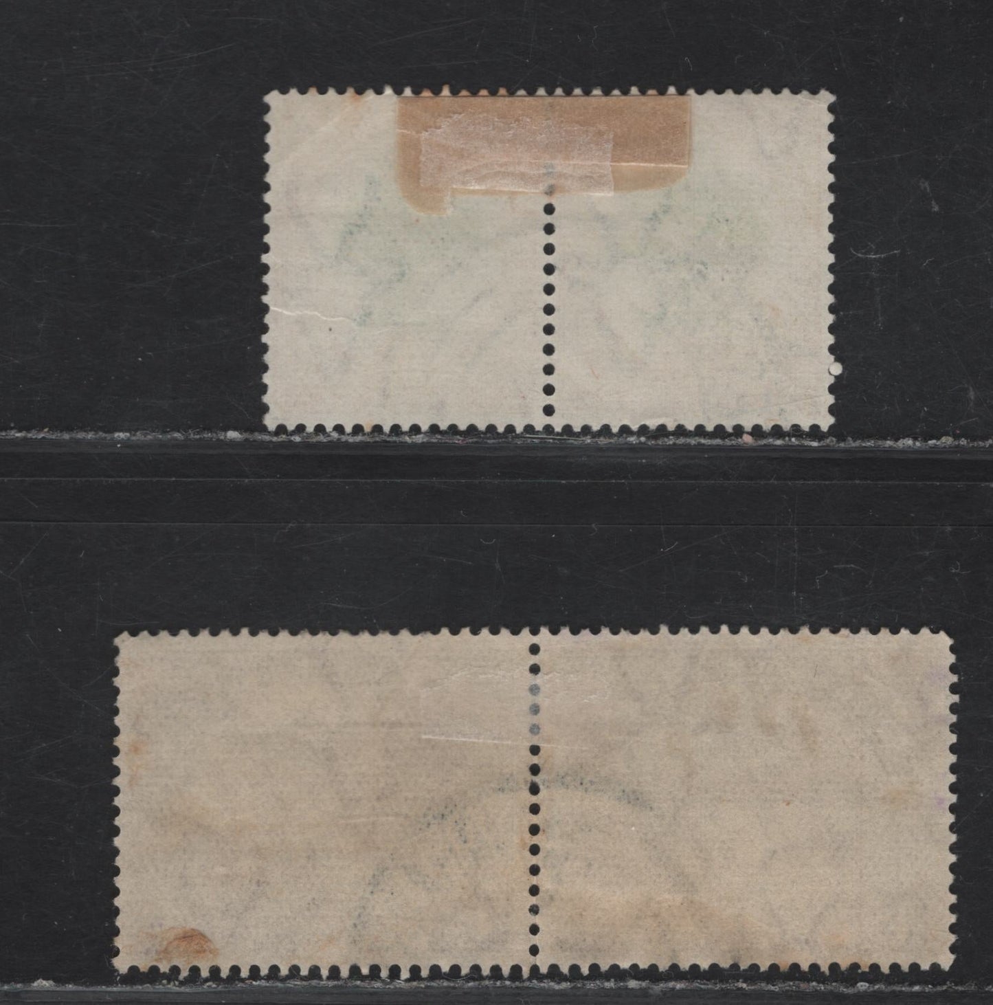 Lot 218 (C) South Africa SG#46c, 47w 4d - 6d Light Brown - Green & Orange Native Kraal - Orange Tree, 1930-1944 Photogravure Pictorial Issue, 2 Fine/Very Fine Used Singles, 4d Redrawn, 6d Upright Wmk, Suidafrika Shown As One Word.