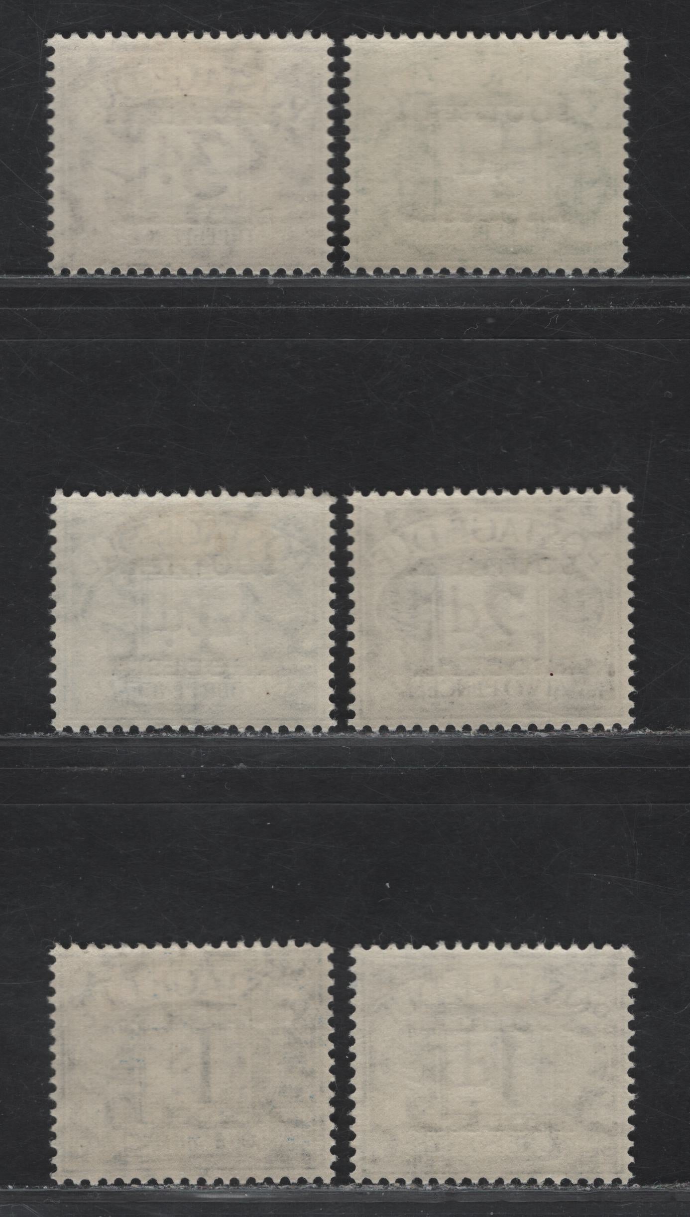 Lot 231 (C) Southern Rhodesia SG#D1-D5, D7 1/2d - 1/- Emerald - Deep blue Numerals, 1951 Overprinted Postage Dues, 6 F/VFOG Singles