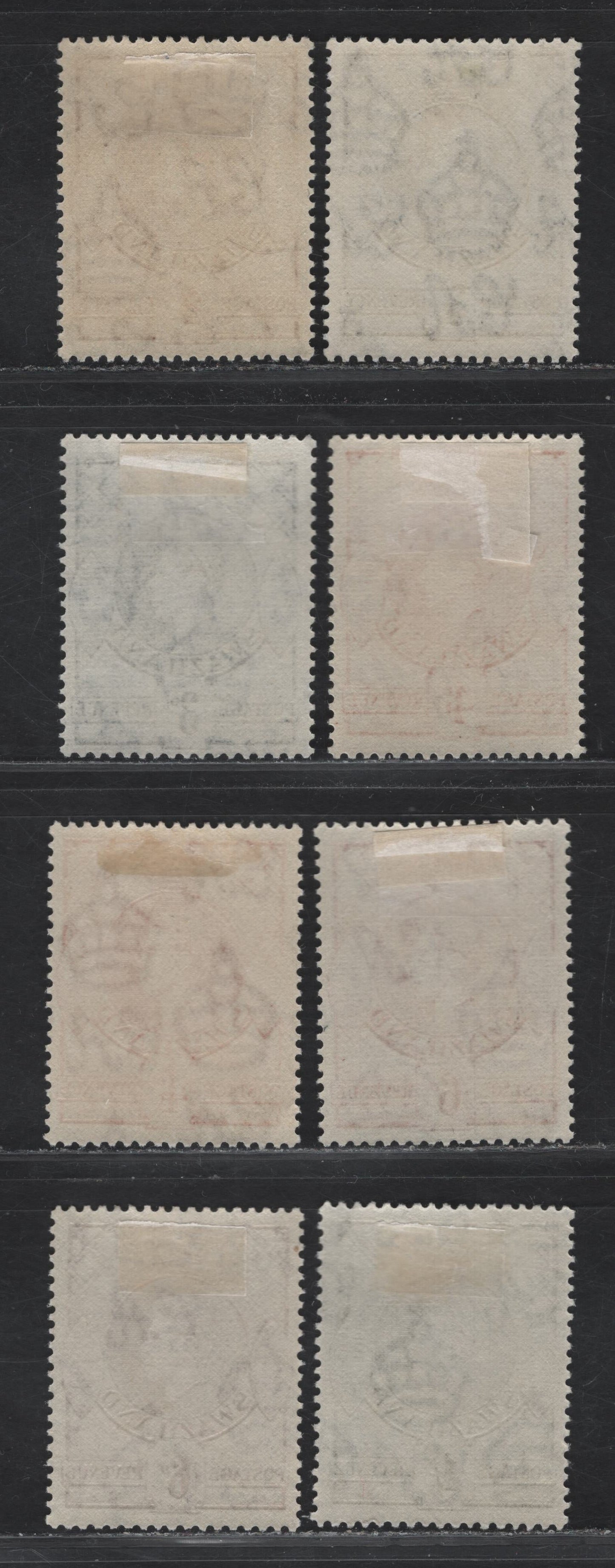 Lot 249 Swaziland SG#31a, 32b,d, 33a, 34b-c, 35a 2d - 1/- Yellow Brown - Brown Olive King George VI, 1938-1954 KGVI Issue, 8 VFOG Singles, Perf 13.5x14, Wartime/Peacetime Printings