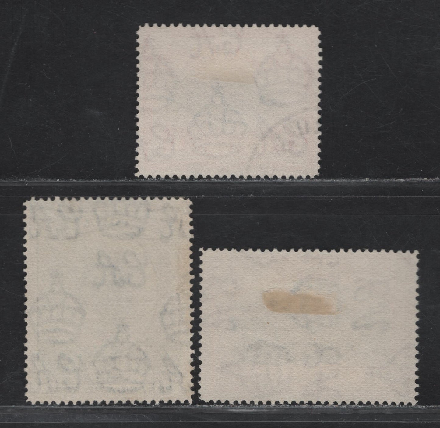 Lot 254 (C) Tonga SG#75, 77, 82 1d - 5/- Black & Scarlet - Black & Brown Red Ovava Tree - View of Vavau Harbour, 1942-1949 Pictorial Issue, 3 Fine/Very Fine Used Singles, Script CA Wmk