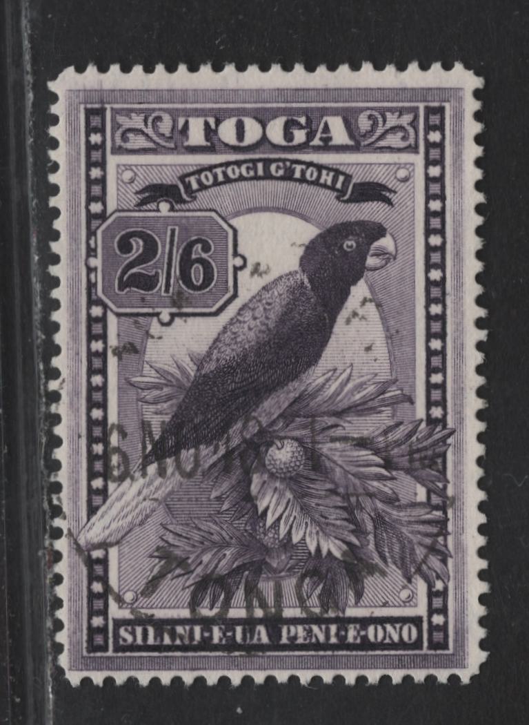 Lot 255 (C) Tonga SG#81 2/6 Deep Purple Red Shining Parrot, 1942-1949 Pictorial Issue, A Very Fine Used Single, Multiple Script CA Wmk