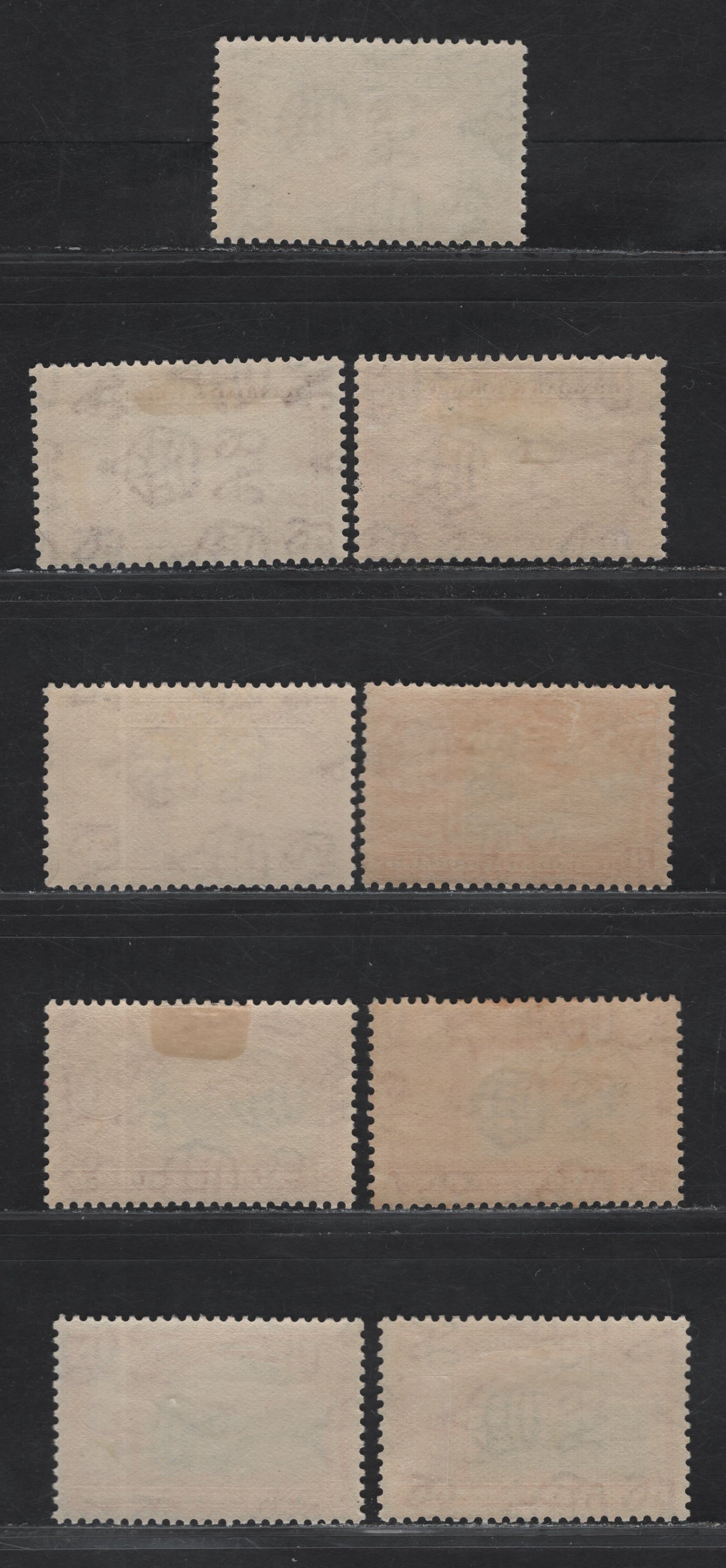 Lot 260 Trinidad & Tobago SG#249b, 250-251 5c - 8c Magenta - Sage Green & Vermillion Memorial Park - Queens Park, 1938-1944 KGVI Pictorial Issue, 3 VFOG Singles, Different 1940's Printing In Various Shades