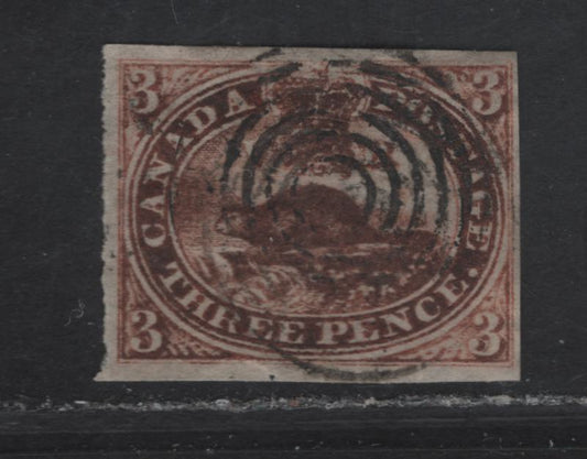 Lot 263 (C) Canada SG#4d 3d Oxidized Orange Red Beaver, 1852-1857 2nd Pence Issue, A Fine Used Imperf Single, Thin, Hard Horizontal Wove Paper, 4 Clear Margins, Close At Right