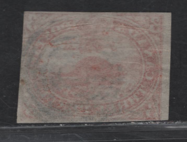 Lot 266 (C) Canada SG#4d 3d Orange Red Beaver, 1852-1857 2nd Pence Issue, A Very Good Used Imperf Single, Nearly Transparent Thin Paper, Margins Full At Left, Just Clear At Top & Right, Just Touching At LL