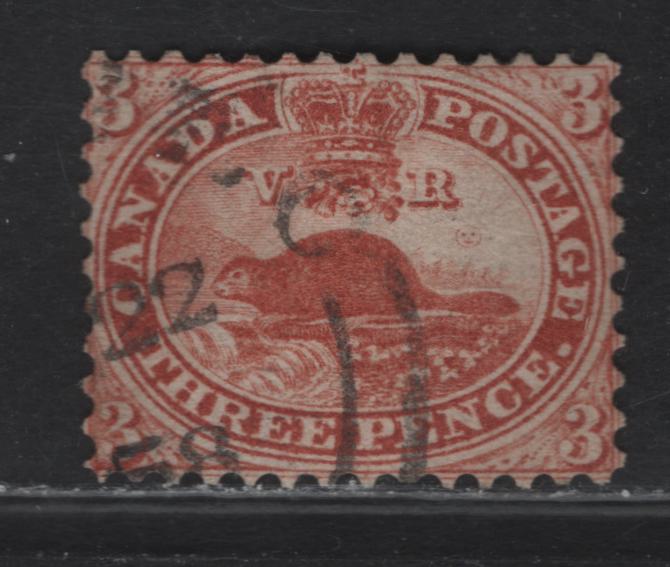 Lot 272 (C) Canada SG#12i 3d Brown Red Beaver, 1858-1859 3rd Pence Issue, A Very Fine Used Single, Perfs Just Cut Into The Other Framelines, Overall Centering Balanced, Therefore Fine For This Issue, Please See Description Re. Perfs