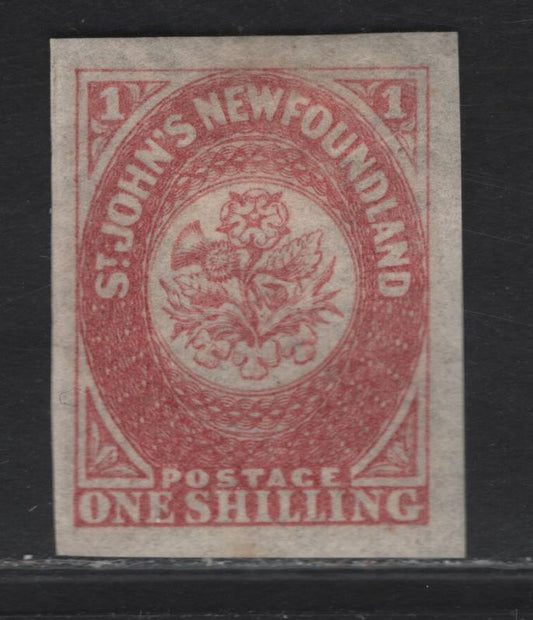 Lot 294 (C) Newfoundland SG#23 1/- Rose Flower Heraldry, 1861-1862 3rd Pence Issue, A Superb OG Imperf Single, Hard Crisp Wove Paper