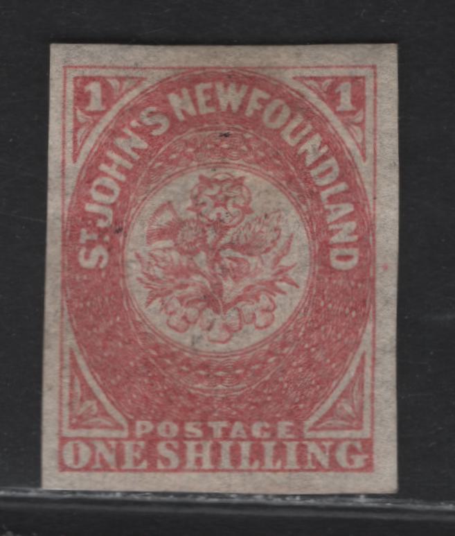 Lot 295 (C) Newfoundland SG#23 1/- Rose Flower Heraldry, 1861-1862 3rd Pence Issue, A Very Fine Unused Imperf Single, Hard Crisp Wove Paper, Small Internal Wrinkle At Top