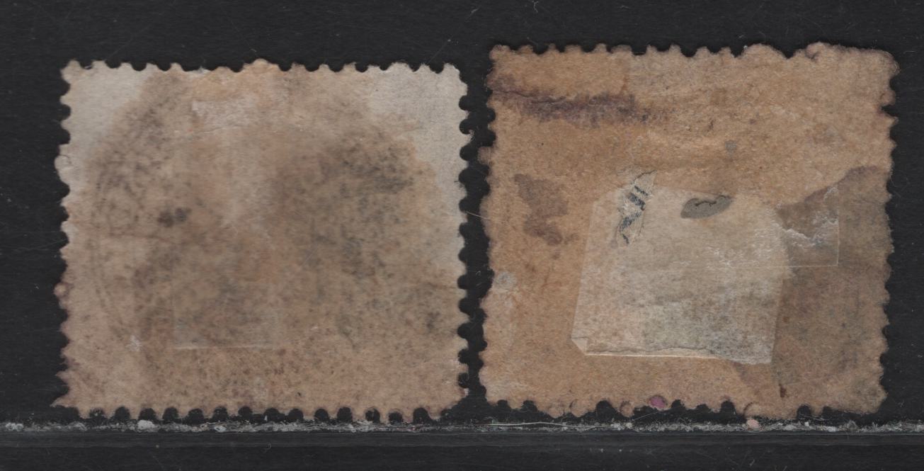 Lot 35 Roman States SC#23b, 23d 20c Black on Magenta - Black On Copper Red Papal Arms, 1868 Arms Issue, 2 Fair/Very Good Used Singles, Unglazed Paper, Magenta Stamp Has 2 Thins & Copper Red Has Some Surface Abrasions, But Both Are Originals.