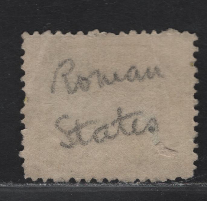 Lot 37 Roman States SC#24 40c Black on Greenish Yellow Papal Arms, 1868 Arms Issue, A Very Good Used Single, Perf 13, Small Diagonal Crease