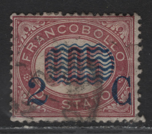 Lot 47 (C) Italy SC#38 2c on 5c Lake Overprint Waves, 1878 Surcharged Official Issue, A Very Fine Used Single