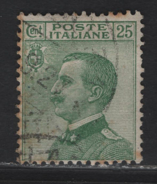 Lot 52 (C) Italy SC#101 25c Light Green Victor Emmanuel III, 1908-1927 Victor Emmanuel III Issue, A Fine Used Single, Some Toning