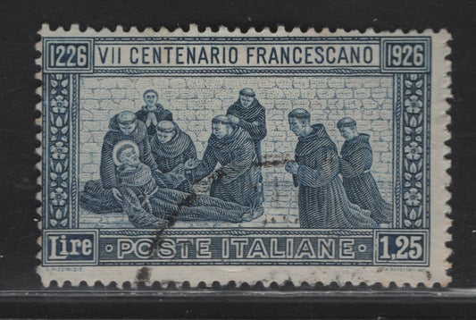 Lot 64 Italy SC#182a 1.25l - 5l+2.5l Dark Blue Death of St Francis, 1926 Francis of Assisi Issue, A Fine Used Single, Perf 13.5