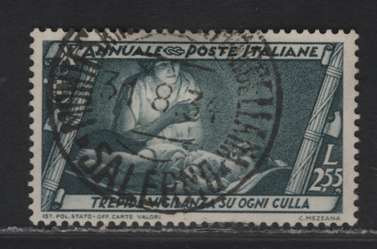 Lot 72 Italy SC#303 2.55l Dark Gray Mother & Child, 1932 10th Anniv of March on Rome Issue, A Very Fine Used Single, August 31 1934 Salerno CDS Cancel