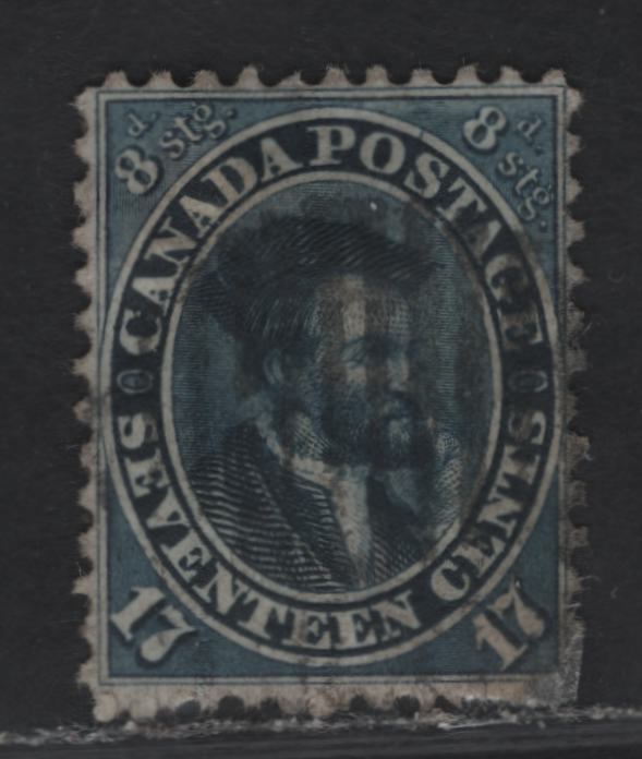 Lot 102 (C) Canada #19 17c Blue Jacques Cartier, 1859-1864 Cents Issue, A Fine Used Single, Perf 11.75, Cents-C Paper