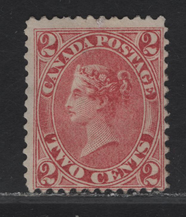 Lot 103 (C) Canada #20 2c Rose Queen Victoria, 1859-1864 Cents Issue, A VGOG Single, Perf 12x11.75, Cents-C Paper, Small Tear At UR Below '2'.