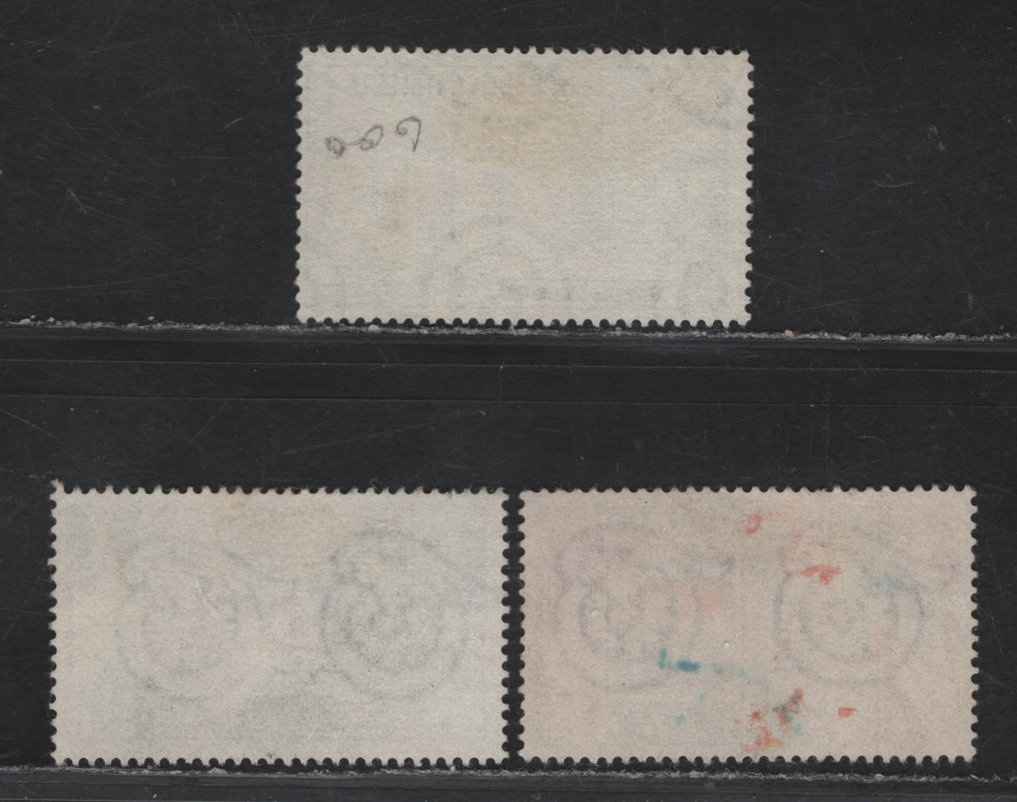 Lot 105 Italy SC#600, 602-603 60l Ultramarine - Black & Ultramarine Milan Fair Building - First Stamps & Cathedral Bell Towers, 1952 30th Milan Trade Fair - Centenary of 1st Stamps Of Modena & Parma Issues, 3 Fine/Very Fine Used Singles