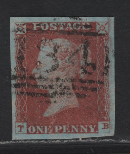 Lot 125 Great Britain SG#8 1d Red Brown Queen Victoria, 1841 Line Engraved Issue, A Very Fine Used Single, Alphabet 1, Large to Oversize Margins On All Sides, #134 Numeral Cancel.
