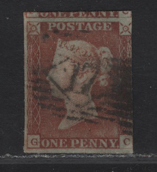 Lot 132 Great Britain SG#8wi 1d Red Brown Queen Victoria, 1841 Line Engraved Issue, A Very Good Used Single, Inverted Wmk, Alphabet 1, Full Margins on 3 Sides & Portion Of Adjoining Stamp At Top, Margin Just Touching At Right.