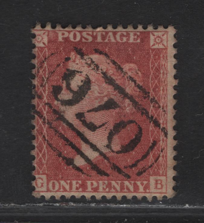 Lot 135 Great Britain SG#42 1d Rose Red Queen Victoria, 1861 Line Engraved Stars Issue, A Fine Used Single, Die 2, Alphabet 4, Nice O76 Numeral Cancel.