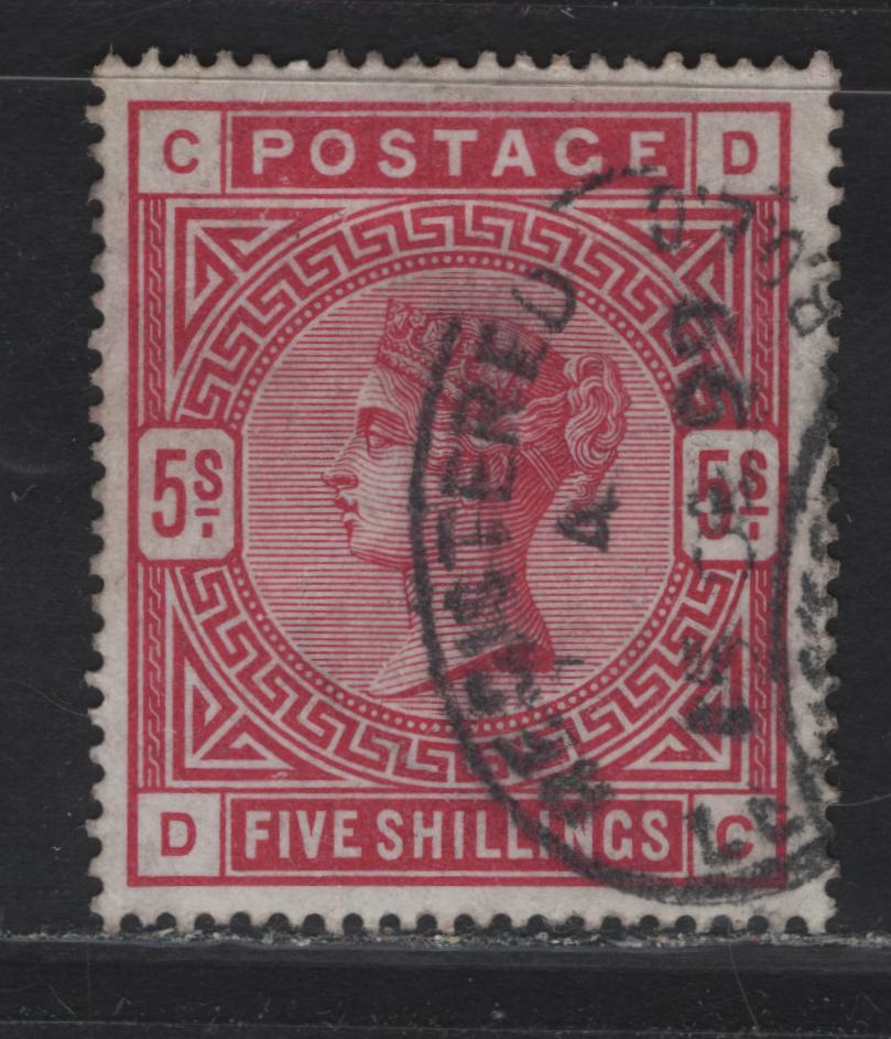 Lot 146 (C) Great Britain SG#181 5/- Crimson Queen Victoria, 1883-1884 Surface Printed Issue, A Very Fine Used Single