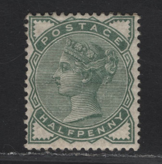 Lot 148 Great Britain SG#164 1/2d Deep Green Queen Victoria, 1880 Queen Victoria Issue, A FOG Single, Small Gum Thin