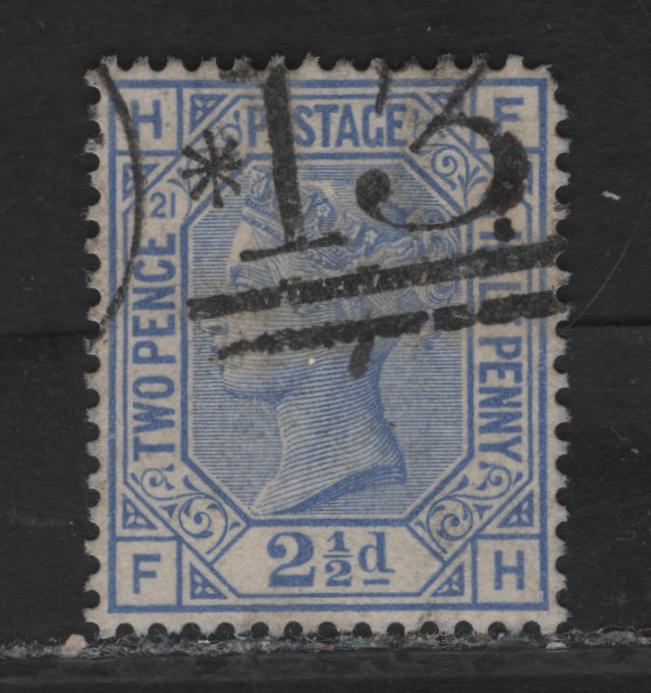 Lot 152 Great Britain SG#157 2.5d Blue Queen Victoria, 1880-1883 Surface Printed Issue, A Very Fine Used Single, Plate 21, Large Colored Corner Letters, Imperial Crown Wmk.