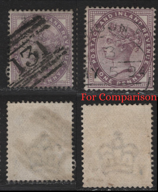 Lot 165 Great Britain SG#172a 1d Bluish Lilac Queen Victoria, 1881 Queen Victoria Issue, A Very Good Used Single, Die 2, Early 1880's Printing With Later, More Common Lilac & Deep Purple Printing Made After 1890, Heavy Glasgow Cancel.
