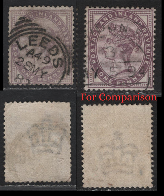 Lot 167 Great Britain SG#172a 1d Bluish Lilac Queen Victoria, 1881 Queen Victoria Issue, A Very Good Used Single, Die 2, May 28 1992 Leeds Squared Circle Cancel, Lightly Diagonal Corner Crease At UR.