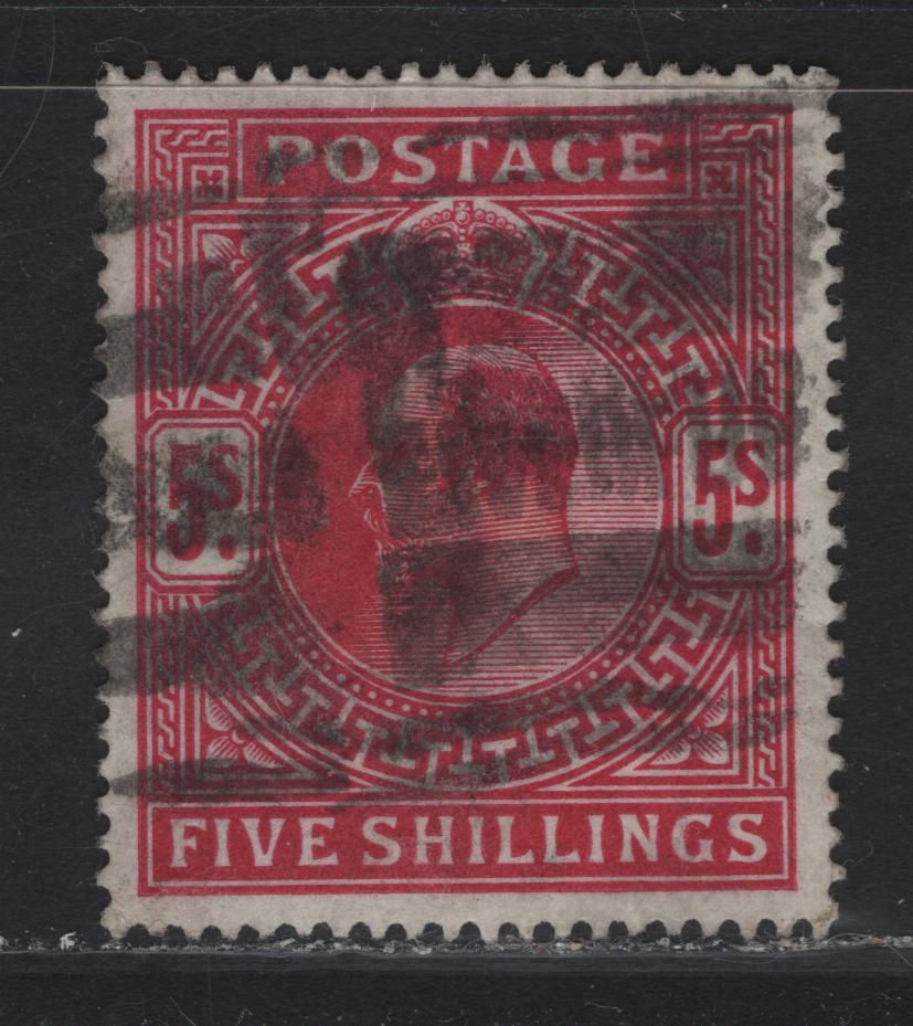 Lot 176 (C) Great Britain SG#264 5/- Deep Bright Carmine King Edward VII, 1902-1910 King Edward VII Issue, A Fine Used Single, De La Rue Printing