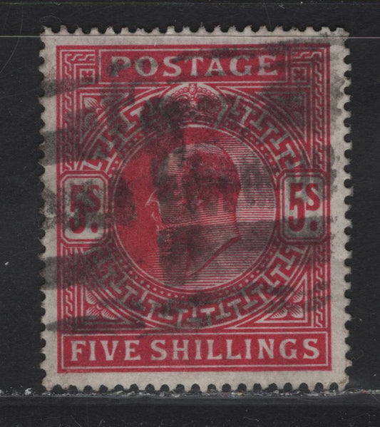 Lot 176 (C) Great Britain SG#264 5/- Deep Bright Carmine King Edward VII, 1902-1910 King Edward VII Issue, A Fine Used Single, De La Rue Printing