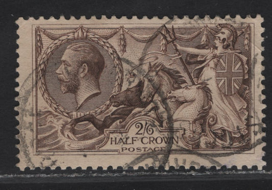Lot 177 (C) Great Britain SG#413a 2/6 Olive Brown Seahorses, 1918-1919 Seahorses Issue, A Very Good Used Single, Bradbury Wilkinson Printing, Light Diagonal Corner Crease