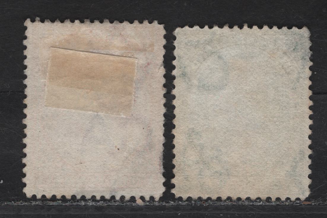 Lot 181 (C) Falkland Islands SG#16, 22 1/2d - 1d Green - Pale Venetian Red Queen Victoria, 1891-1902 Queen Victoria Sidefaces Issue, 2 Fine Used Singles Bradbury Wilkinson Printing, ,