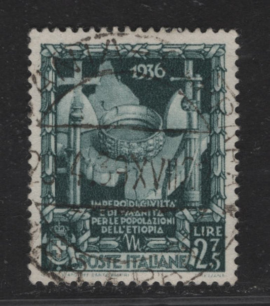Lot 249 Italy SC#408 2.75l Slate Green Map of Italian East Africa, 1938 Proclamation of Empire Issue, A Very Fine Used Single, April 1939 Postal Cancel