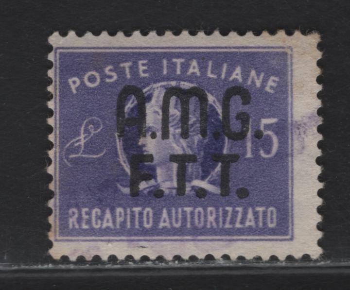 Lot 33 Italy - Trieste SC#EY3 15l - 20l Violet Italia, 1949 Authorized Delivery Issue, A Fine Used Single