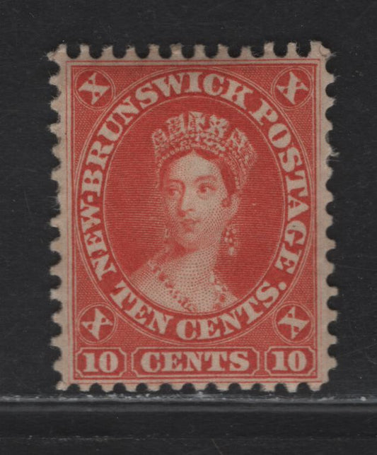 Lot 64 (C) New Brunswick #9 10c Dull Vermillion Queen Victoria, 1860 Cents Issue, A VFOG Single, Perf 12x11.75, Paper Cents-N