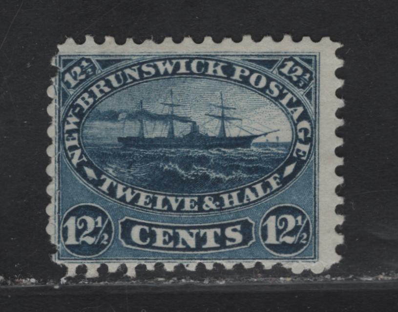 Lot 65 (C) New Brunswick #10 12.5c Blue Steamship, 1860 Cents Issue, A FOG Single, Perf 11.75, Cents-E Paper
