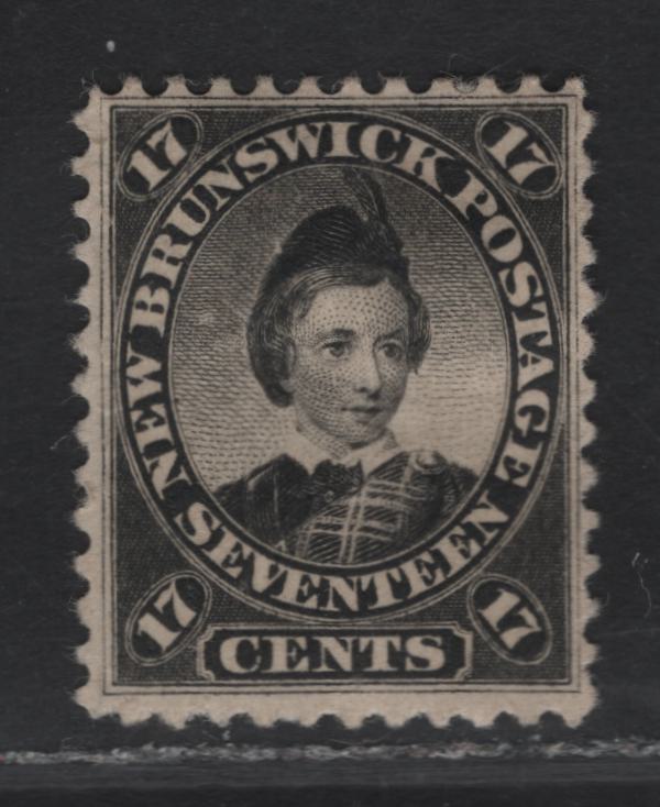 Lot 66 (C) New Brunswick #11 17c Black Prince of Wales, 1860 Cents Issue, A FOG Single, Perf 11.75, Thick Paper (Cents-O Type), Unlisted In Unitrade, But Exists & Listed For Other Cents Issue.