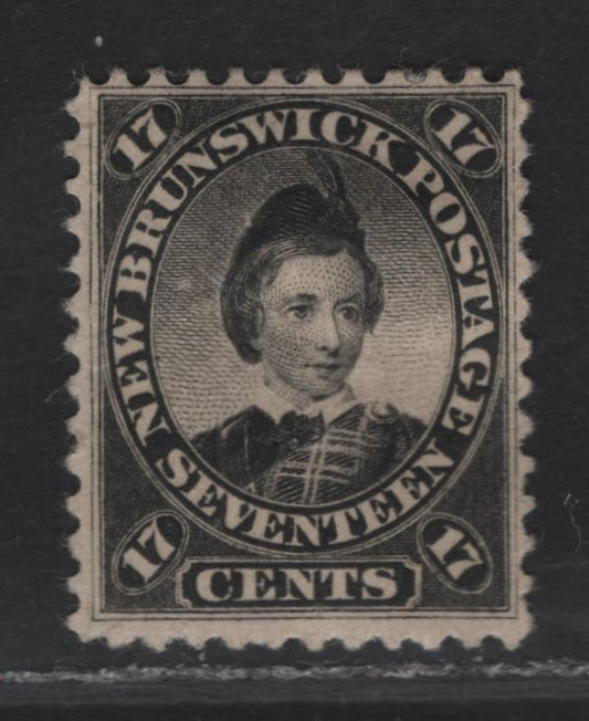 Lot 66 (C) New Brunswick #11 17c Black Prince of Wales, 1860 Cents Issue, A FOG Single, Perf 11.75, Thick Paper (Cents-O Type), Unlisted In Unitrade, But Exists & Listed For Other Cents Issue.
