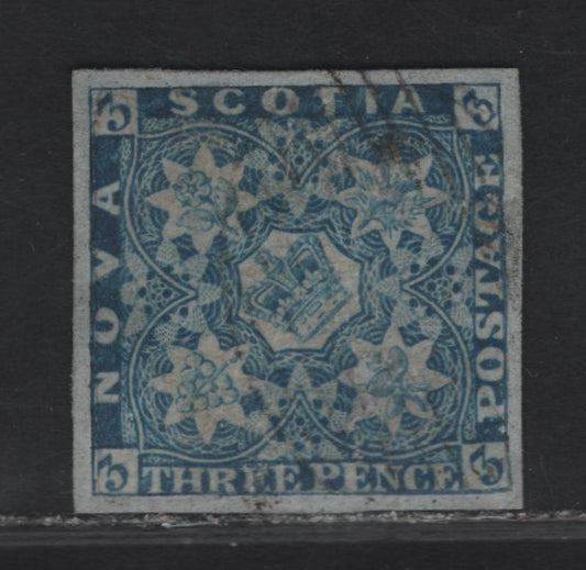 Lot 67 (C) Nova Scotia #2b 3d Blue Flower Heraldry, 1851-1857 Pence Issue, An Ungraded Single, XF Appearance But Expertly Repaired