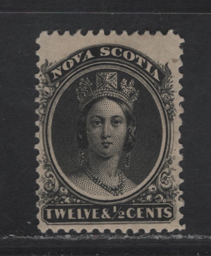 Lot 76 (C) Nova Scotia #13 12.5c Black Queen Victoria, 1860-1863 Cents Issue, A FOG Single, Cents-G Paper, Perf 12x11.75